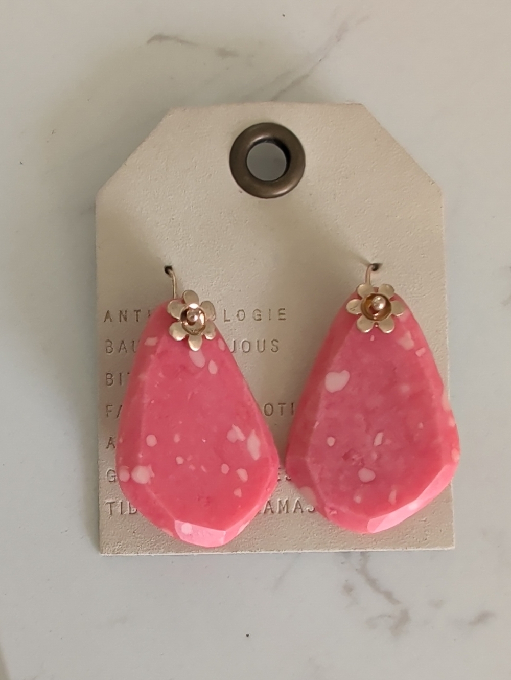 NWT Pink Floral Drop Earrings - Anthropologie